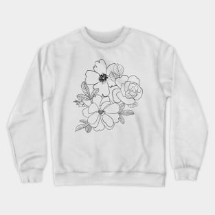 Elegant Roses Floral Line Drawing design Crewneck Sweatshirt